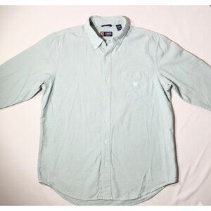 Chaps Mens Light Green Button-Down Long Sleeve Shirt XL 100% Cotton